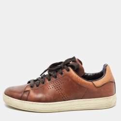 Tom Ford Brown Leather Warwick Sneakers Size 41