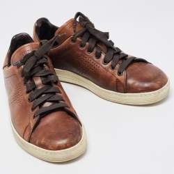 Tom Ford Brown Leather Warwick Sneakers Size 41
