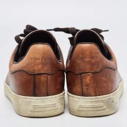 Tom Ford Brown Leather Warwick Sneakers Size 41