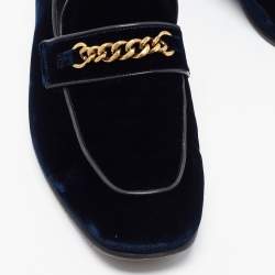 Pre Owned Tom Ford Navy Blue Velvet York Chain Loafers Size 42