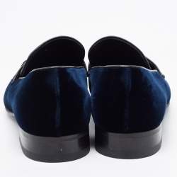 Pre Owned Tom Ford Navy Blue Velvet York Chain Loafers Size 42