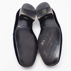 Pre Owned Tom Ford Navy Blue Velvet York Chain Loafers Size 42