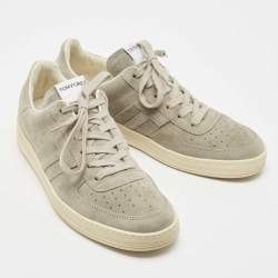 Pre Owned Tom Ford Grey Suede Radcliff Low Top Sneakers Size 42