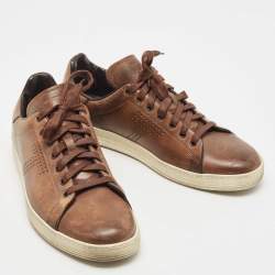 Tom Ford Brown Leather Low Top Sneakers Size 43