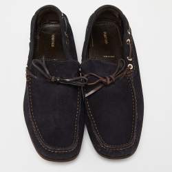 Tom Ford Blue/Brown Suede and Leather Tassel Slip On Loafers Size 43.5