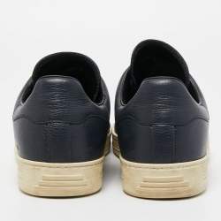 Tom Ford Navy Blue Leather Low Top Sneakers Size 43