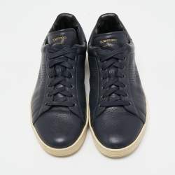 Tom Ford Navy Blue Leather Low Top Sneakers Size 43