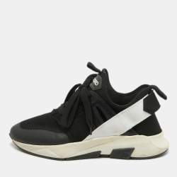 Tom Ford Black Mesh And Suede Low Top Sneakers Size 40