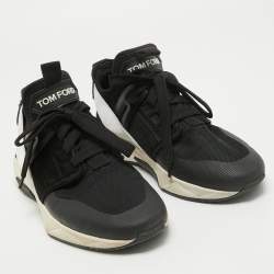 Tom Ford Black Mesh And Suede Low Top Sneakers Size 40