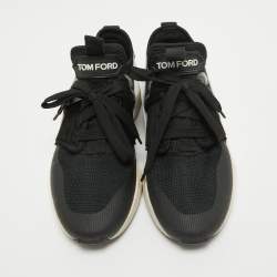 Tom Ford Black Mesh And Suede Low Top Sneakers Size 40