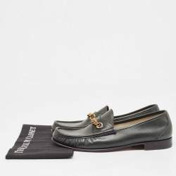 Tom Ford Dark Green Leather York Chain Loafers Size 43.5