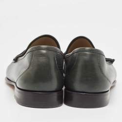 Tom Ford Dark Green Leather York Chain Loafers Size 43.5