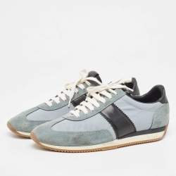 Tom Ford Blue Suede and Fabric Low Top Sneakers Size 42