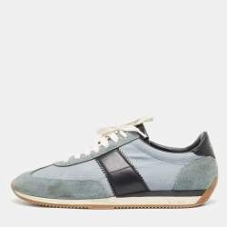 Tom Ford Blue Suede and Fabric Low Top Sneakers Size 42