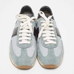 Tom Ford Blue Suede and Fabric Low Top Sneakers Size 42