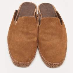 Pre Owned Tom Ford Brown Suede Espadrille Mules Size 44