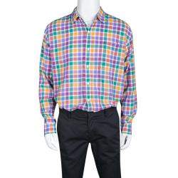 Tommy Hilfiger Multicolor Checked Cotton Long Sleeve Vintage Fit Shirt XL