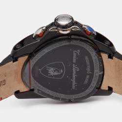 Tonino Lamborghini Black PVD Coated Stainless Steel Leather Spyder 1101 Men's Wristwatch 49 mm