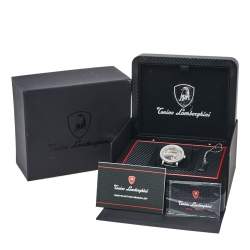 Pre Owned Tonino Lamborghini Stainless Steel & Leather Skeleton LS4490 Men's Wristwatch 44 mm