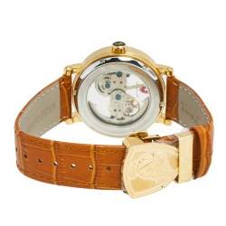 Tonino Lamborghini Gold Plated Stainless Steel Leather Skeleton LS4490 Men's Wristwatch 44 mm 
