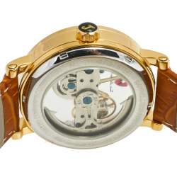 Tonino Lamborghini Gold Plated Stainless Steel Leather Skeleton LS4490 Men's Wristwatch 44 mm 