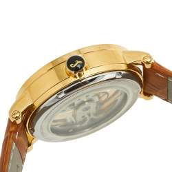 Tonino Lamborghini Gold Plated Stainless Steel Leather Skeleton LS4490 Men's Wristwatch 44 mm 