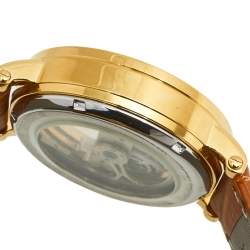 Tonino Lamborghini Gold Plated Stainless Steel Leather Skeleton LS4490 Men's Wristwatch 44 mm 