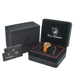 Tonino Lamborghini Gold Plated Stainless Steel Leather Skeleton LS4490 Men's Wristwatch 44 mm 