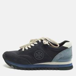 مملوكة مسبقًا Tory Burch Sawtooth Size 41 Two Tone Canvas and Suede Lace Up Sneakers