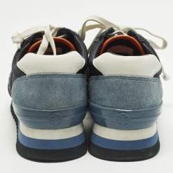 Pre Owned Tory Burch Sawtooth Size 41 Two Tone Canvas and Suede Lace Up Sneakers