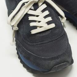 Pre Owned Tory Burch Sawtooth Size 41 Two Tone Canvas and Suede Lace Up Sneakers