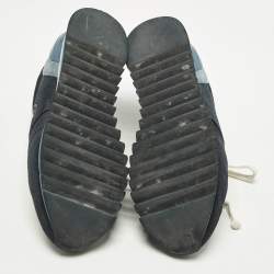 Pre Owned Tory Burch Sawtooth Size 41 Two Tone Canvas and Suede Lace Up Sneakers