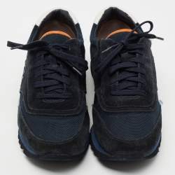 Pre Owned Tory Burch Two-Tone Suede and Mesh Sawtooth Low-Top Sneakers Size 40.5 