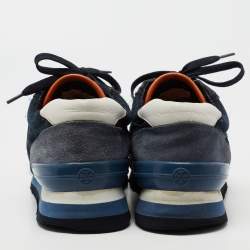 Pre Owned Tory Burch Two-Tone Suede and Mesh Sawtooth Low-Top Sneakers Size 40.5 