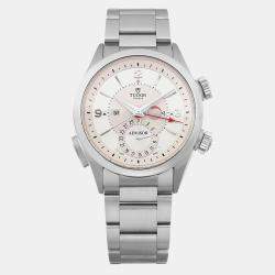 Tudor White Stainless Steel Heritage Advisor 79620T-95740 Automatic Men's Wristwatch 42mm