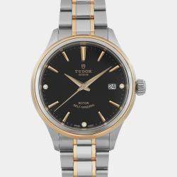Tudor Black Diamond 18K Yellow Gold Stainless Steel Style Automatic Men's Wristwatch 38 mm