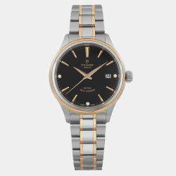 Tudor Black Diamond 18K Yellow Gold Stainless Steel Style Automatic Men's Wristwatch 38 mm