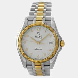 Tudor White Yellow Gold Stainless Steel Monarch 15733 Quartz Men's Wristwatch 34mm 