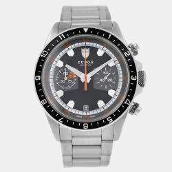 Pre Owned Tudor Heritage Chronograph 70330N Automatic Black Stainless Steel Men's Wristwatch 42 mm