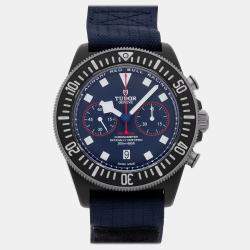 Pre Owned Pre-Owned Tudor Pelagos FXD Chronograph 25807KN Blue Automatic Composite Men's Wristwatch 43 MM