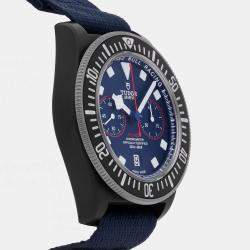 Pre Owned Pre-Owned Tudor Pelagos FXD Chronograph 25807KN Blue Automatic Composite Men's Wristwatch 43 MM