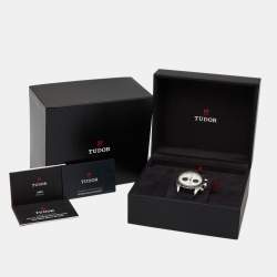 Pre Owned Tudor White Stainless Steel Fabric Black Bay 79360N Men's Wristwatch 41 mm