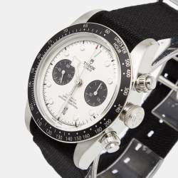 Pre Owned Tudor White Stainless Steel Fabric Black Bay 79360N Men's Wristwatch 41 mm