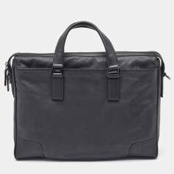 Pre Owned Tumi Black Leather Irving Slim Briefcase