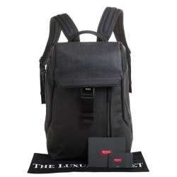Tumi Dark Grey Coated Canvas and Leather Dresden Flap Backpack