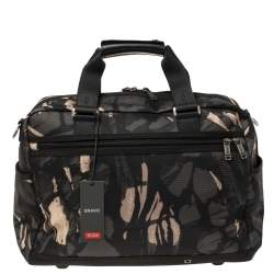 Pre Owned TUMI Black Camouflage Fabric and Leather Alpha Bravo Hunter Satchel