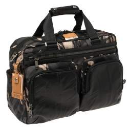 Pre Owned TUMI Black Camouflage Fabric and Leather Alpha Bravo Hunter Satchel