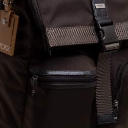 Pre Owned TUMI Two Tone Brown Nylon and Leather Cypress Roll Top Backpack