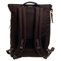 Pre Owned TUMI Two Tone Brown Nylon and Leather Cypress Roll Top Backpack