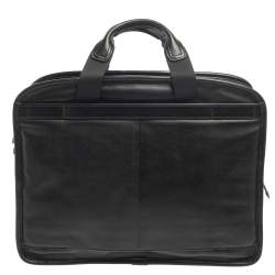 Pre Owned TUMI Black Leather Alpha Bravo T-Pass Expandable Laptop Briefcase